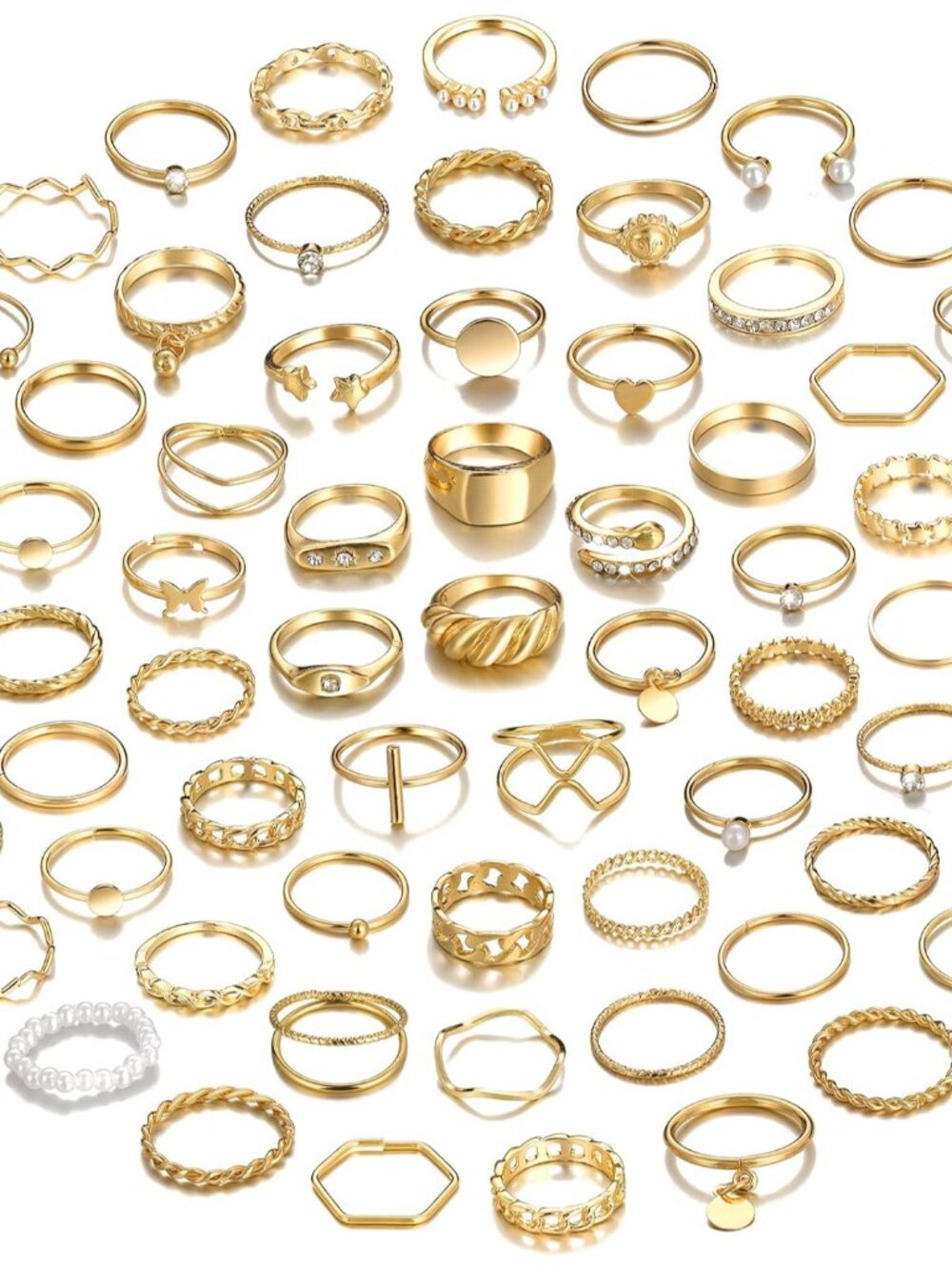 68 Pcs Gold Knuckle Rings Set for Women, Stackable Boho Joint Finger Midi Rings